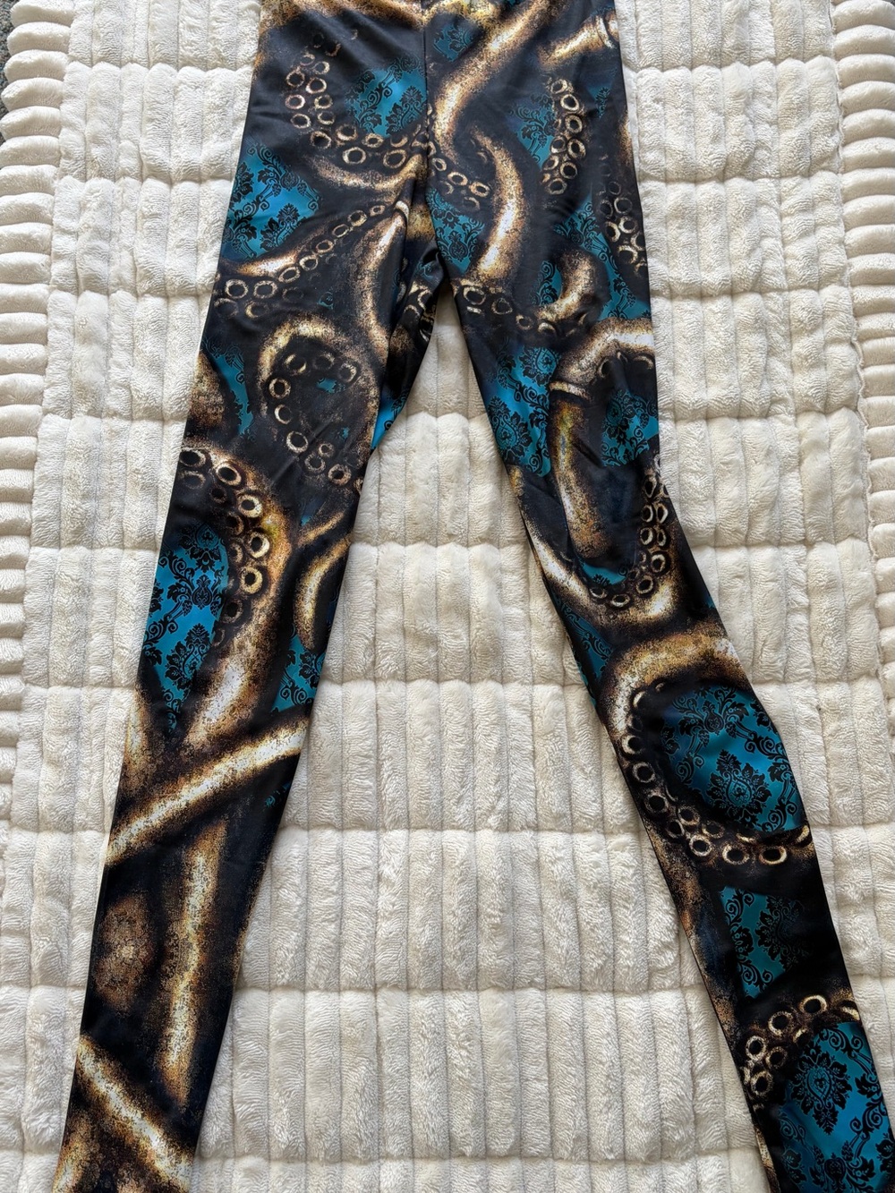 Blackmilk Teal and Metallic Gold Octopus Tentacle Leggings